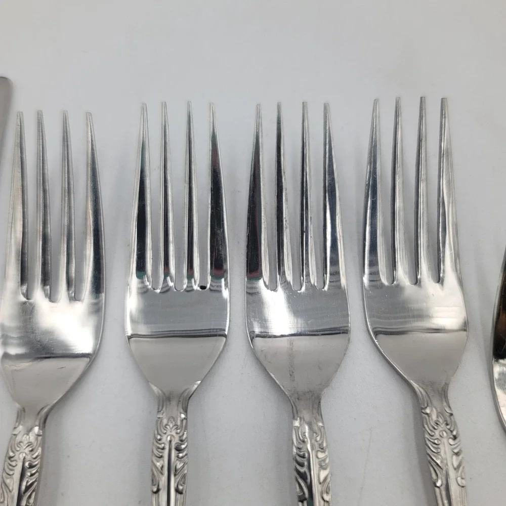 Ekco Eterna Beaumont Stainless Flatware 11pc Set Knives Forks Japan Ornate